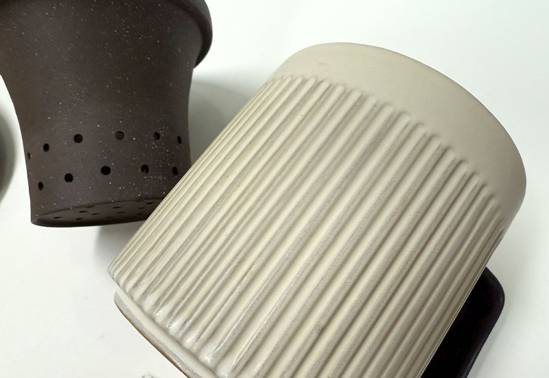 直紋泡茶杯550ml-粉引白（杯、茶濾內膽、蓋子三件式）